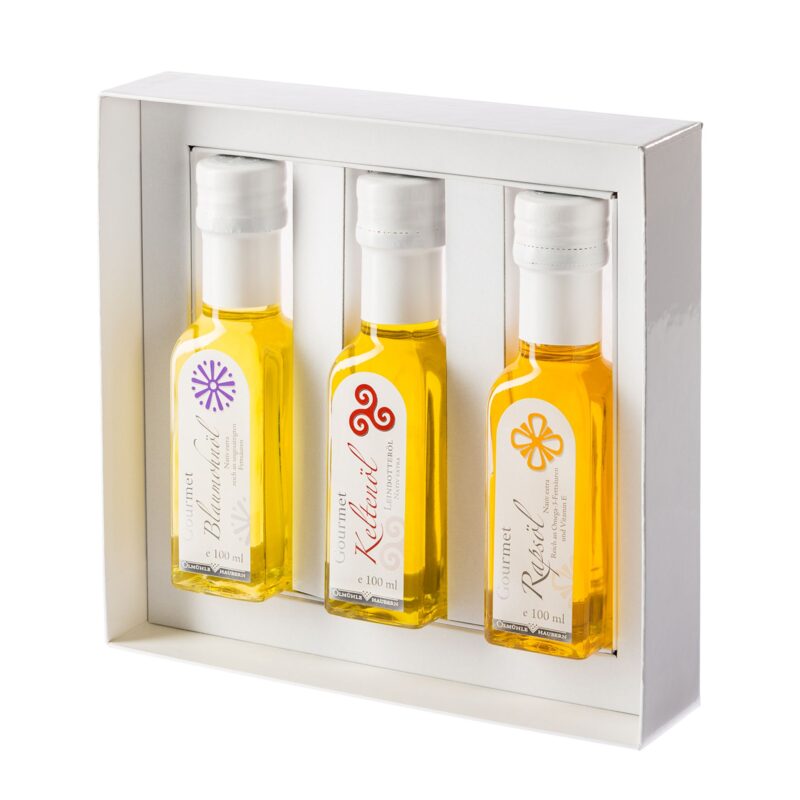 3er Geschenkset Blaumohn-, Kelten- und Gourmet Rapsöl 100ml